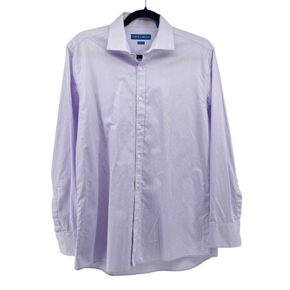 Vince Camuto Men’s Slim Fit Button Down Shirt – Lilac Purple – 15.5 32/33